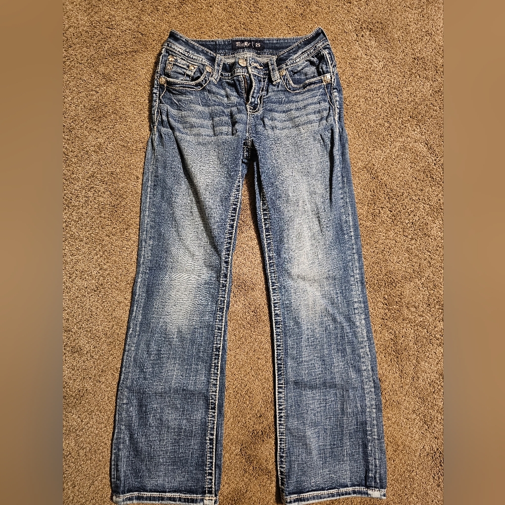 Miss Me Blue Boot Cut Jeans Vintage Wash